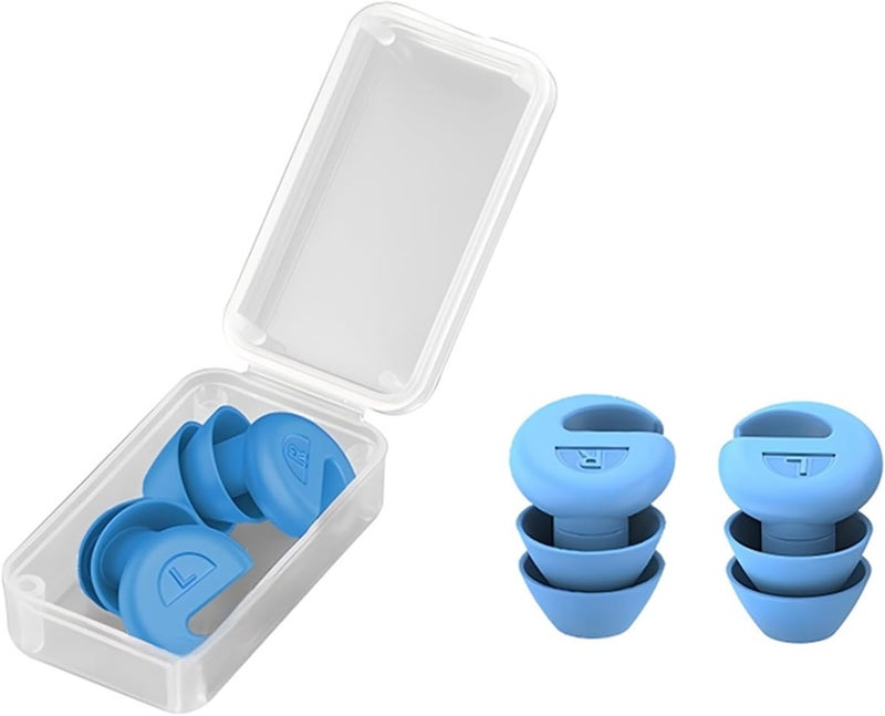 DOUTINGHAO Ear Plugs for Sleeping Noise Cancelling, 36dB Noise Reduction Earplugs, Silicone Reusable Hearing Protection Ear Plug, Waterproof Earplug Suitable for Sleeping (Blue, 1 Pair) - Image 1